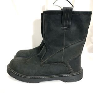 HERMAN SURVIVORS Black Leather Steel Toe Slip On Work Boots Slip Resistant Sz 14